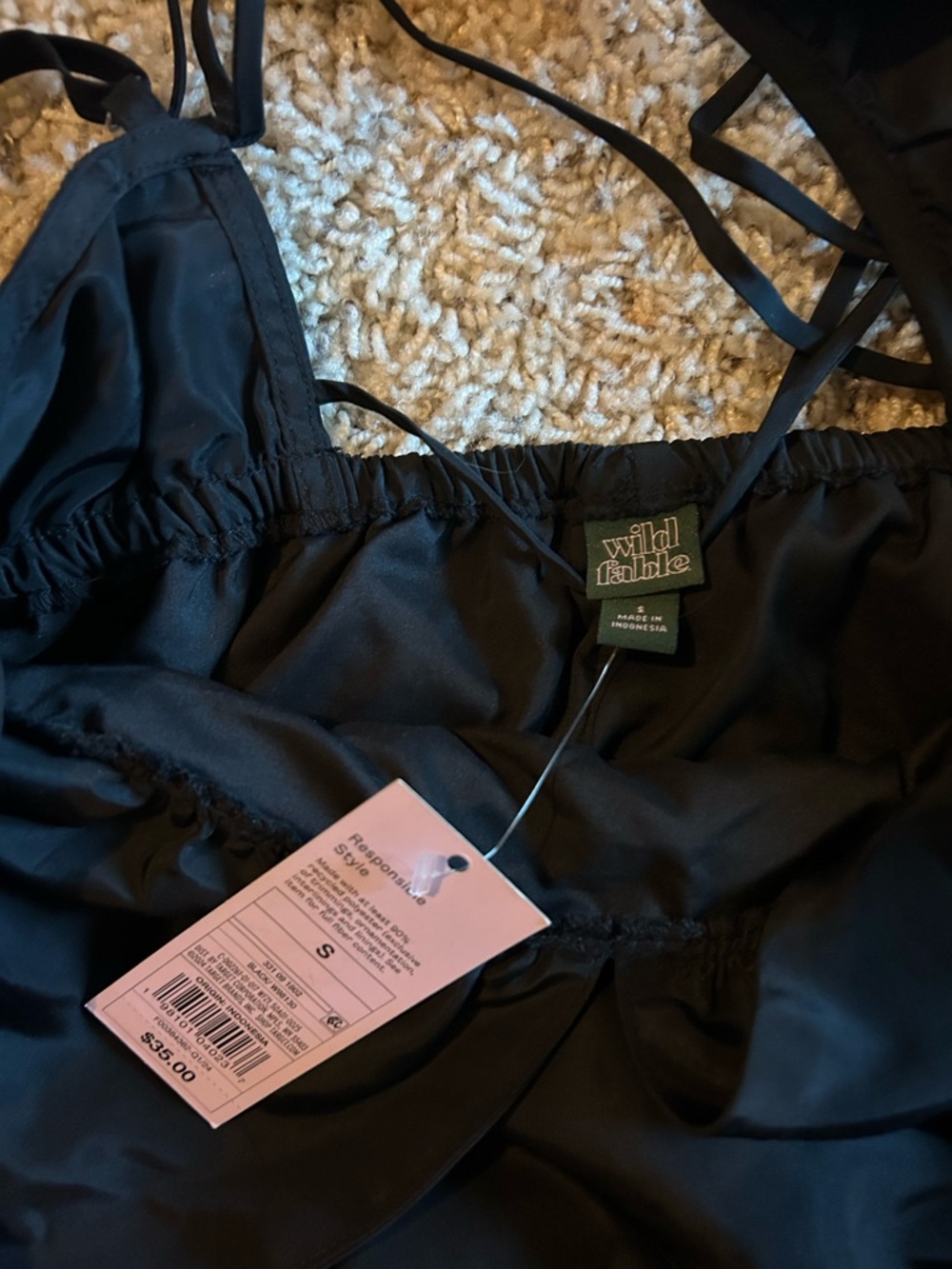 wild fable Black Satin Babydoll Dress - Picture 3 of 5